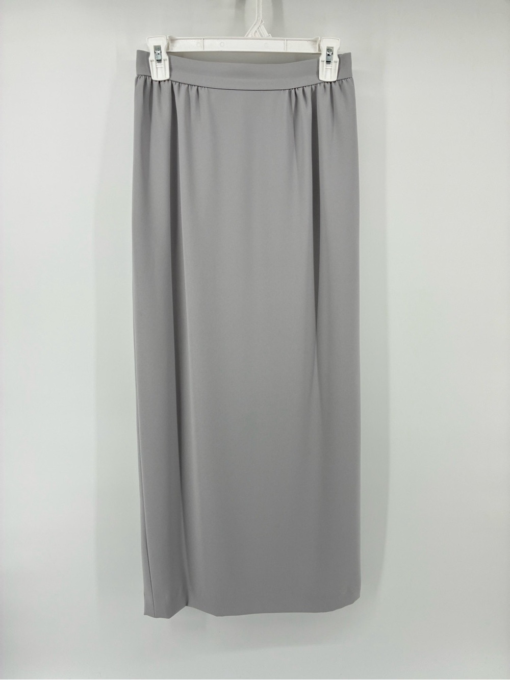 Vintage Sleek Light Gray Maxi Pencil Column Skirt Back Slit - Picture 4 of 11